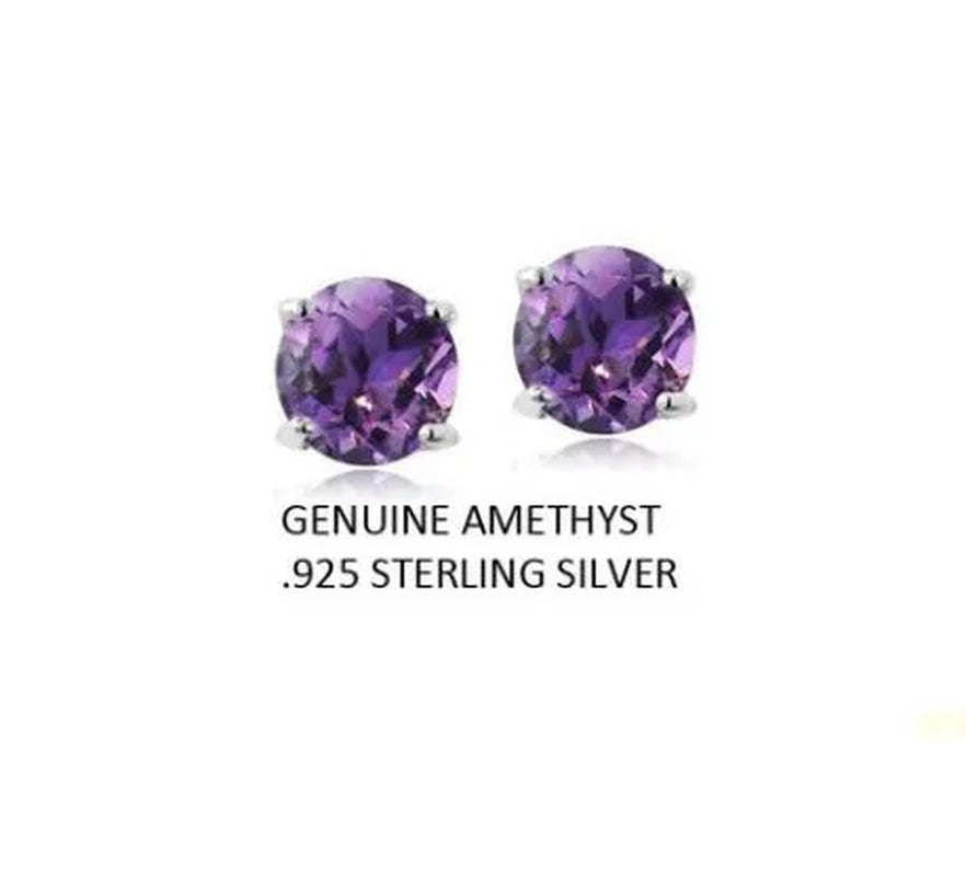 2.00 CTTW .925 Sterling Silver Genuine Amethyst Stud Earings