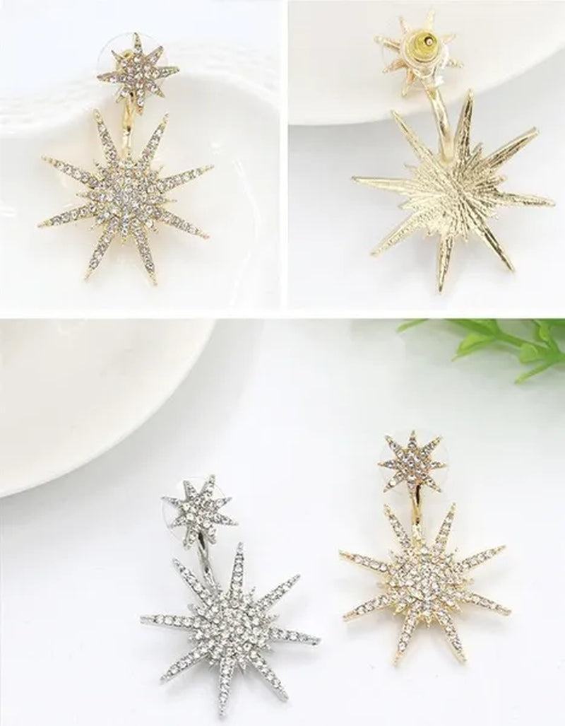 Sparkling Hexagram Snowflake White Sapphire Fission Stud Earrings Charms Bride Jewelry Christmas Gifts