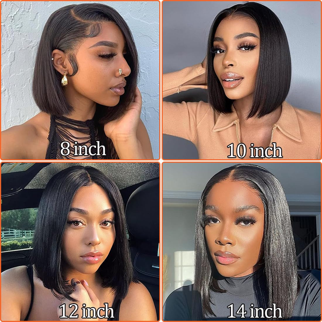 Hair 8Inch U Part Bob Wig Human Hair Short Straight U Part Human Hair Wig Glueless Full Head Clip in Half Wig U Shape Wig 150% Density Bob Straight Human Hair Wig