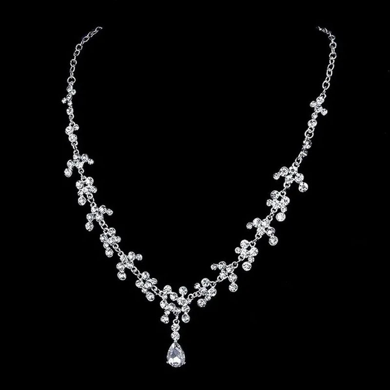 Bridal Wedding Party Jewelry Set Crystal Rhinestone Necklace & Earrings & Tiara