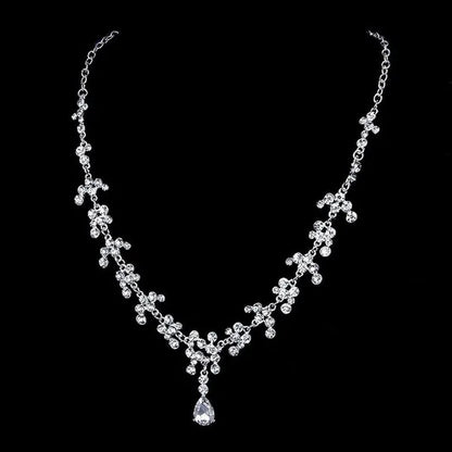 Bridal Wedding Party Jewelry Set Crystal Rhinestone Necklace & Earrings & Tiara