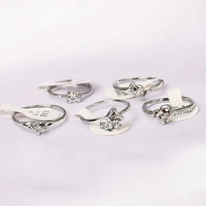 10Pcs/Lot Mixed Cubic Zirconia Women'S Silver Plated Rings Wholesale Lots Bulk Job Resale Fashion Jewelry Party Wedding Xmas Gift