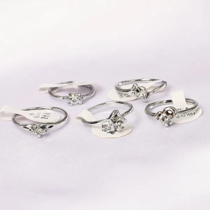 10Pcs/Lot Mixed Cubic Zirconia Women'S Silver Plated Rings Wholesale Lots Bulk Job Resale Fashion Jewelry Party Wedding Xmas Gift - WORLD TIME VISITS