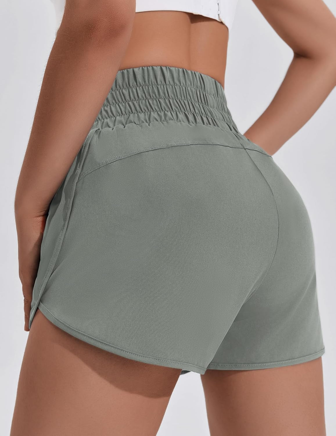 Women'S Athletic Shorts for Gym Workout Running Short with High Waisted Zip Pockets - WORLD TIME VISITS