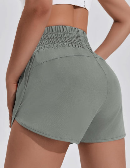 Women'S Athletic Shorts for Gym Workout Running Short with High Waisted Zip Pockets - WORLD TIME VISITS