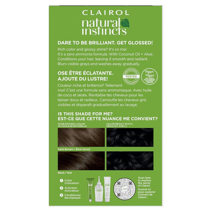 Natural Instincts Demi-Permanent Hair Dye, 2 Black Hair Color, Pack of 3