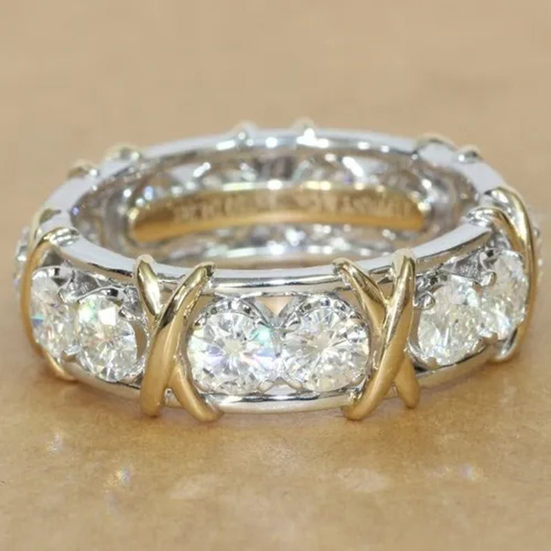 So Sparkling ! 925 Solid Sterling Silver Natural Gemstone White Sapphire Diamond Eternity Stackable Band Ring Wedding Engagement Fine Jewelry