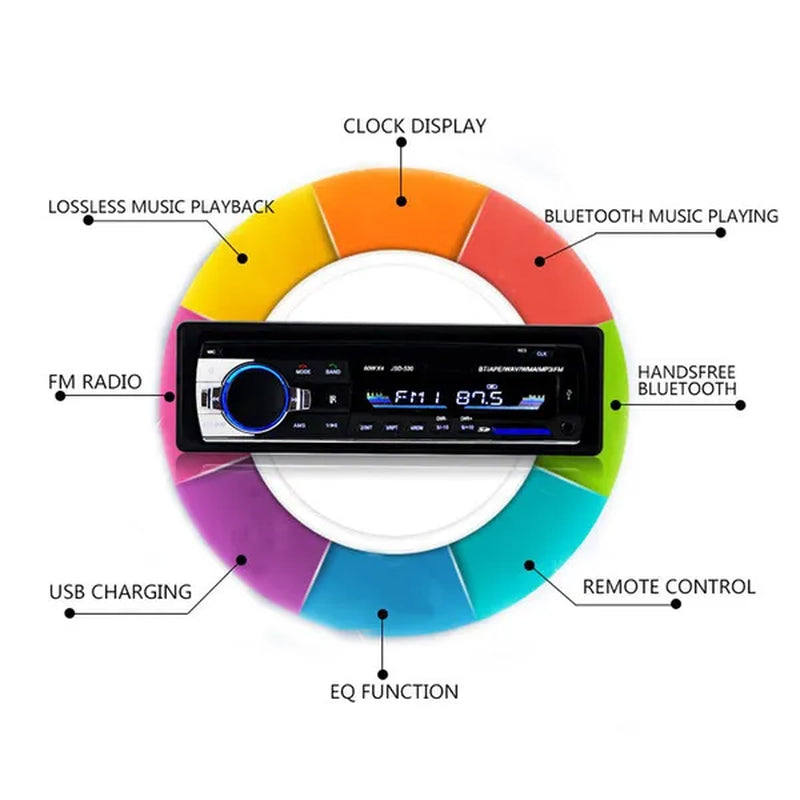 New Upgrade 1 Din Audio MP3 Player 12V In-Dash Single Din Bluetooth Car Radio Stereo Support FM Aux Input SD USB MMC Receiver with Remote Control