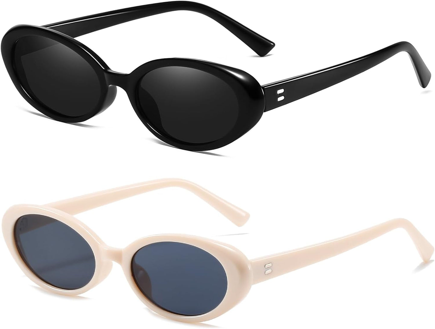 Retro Oval Sunglasses for Women Men Fashion Small Oval Sunglasses 90S Vintage Shades