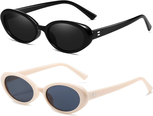 Retro Oval Sunglasses for Women Men Fashion Small Oval Sunglasses 90S Vintage Shades