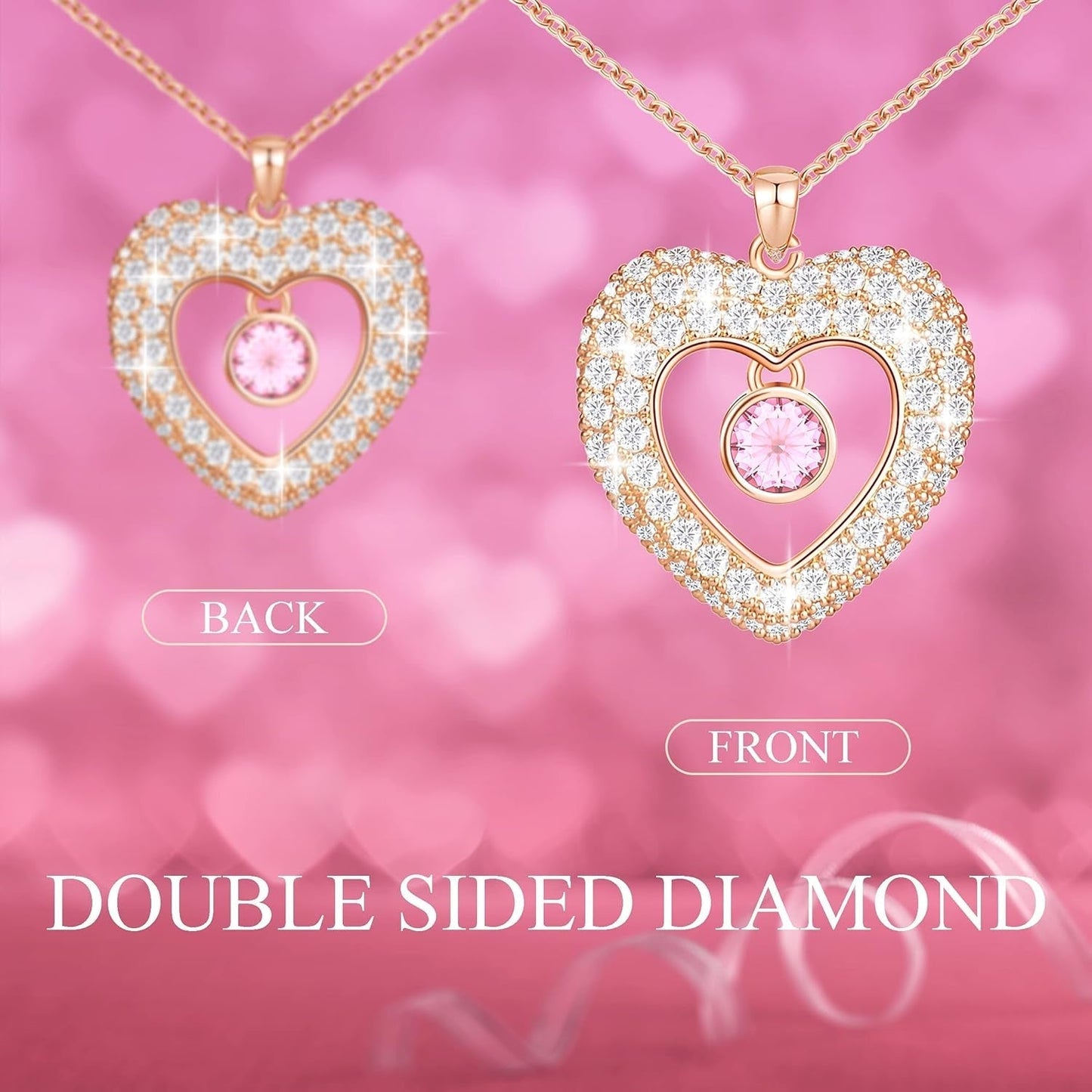 Birthstone Necklaces for Women & Girls, Love Heart Pendant Necklace Chains Jewelry Gifts, 5A Zirconia I Love You Necklace, Anniversary Birthday 2023 Gifts for Wife/Girlfriend/Her