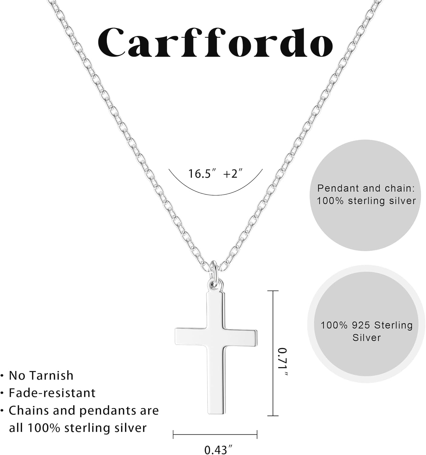 Cross Necklace for Women, 925 Sterling Silver or 16K Gold Plated Cross Pendant Necklace Dainty Non-Tarnish Faith Jewelry Christmas Christian Gifts