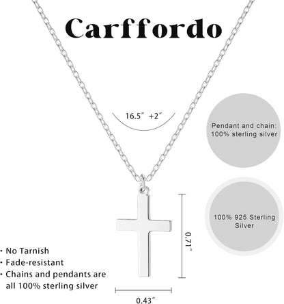 Cross Necklace for Women, 925 Sterling Silver or 16K Gold Plated Cross Pendant Necklace Dainty Non-Tarnish Faith Jewelry Christmas Christian Gifts