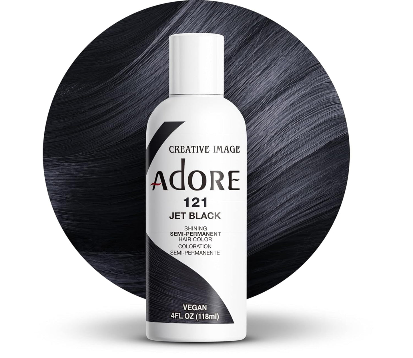 Semi Permanent Hair Color - Vegan and Cruelty-Free Black Hair Dye - 4 Fl Oz - 121 Jet Black (Pack of 1)