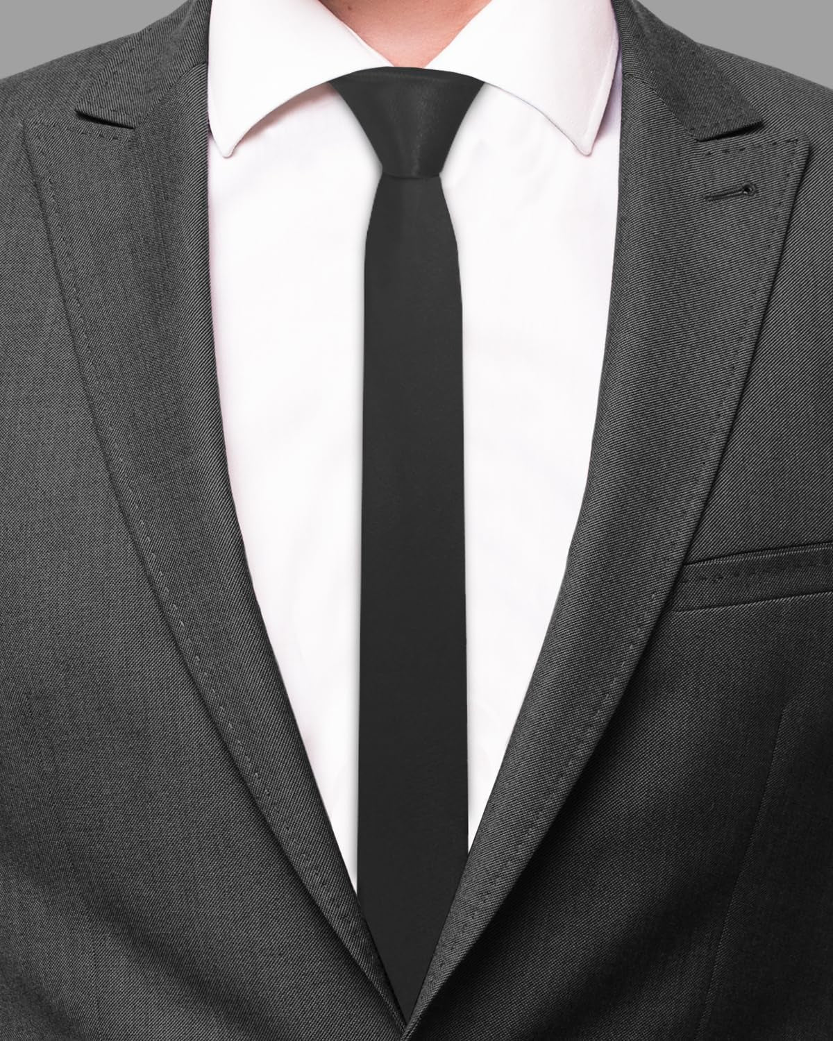 Black Ties for Men Solid Color Skinny Tie Formal 2" Necktie for Men - WORLD TIME VISITS