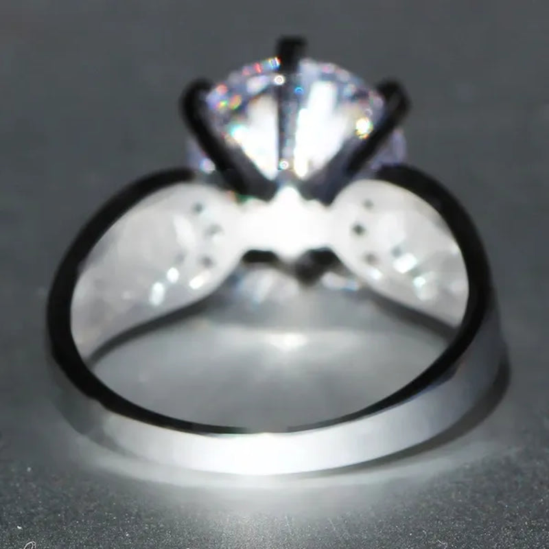 Luxury  Silver Natural Gemstones White Sapphire Birthstone Bride Wedding Engagement Multilayer Crown Ring Size 6 7 8 9 10