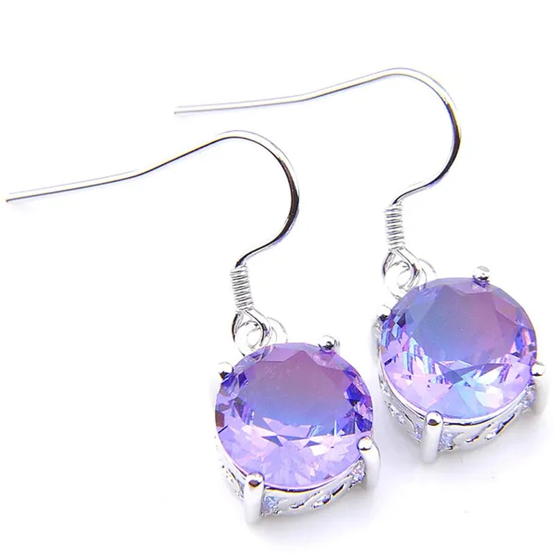 Luckyshine Dazzling Round Fire Bi-Colored Tourmaline Gemstone Silver Earrings Pendants Necklaces Jewelry Sets for Women