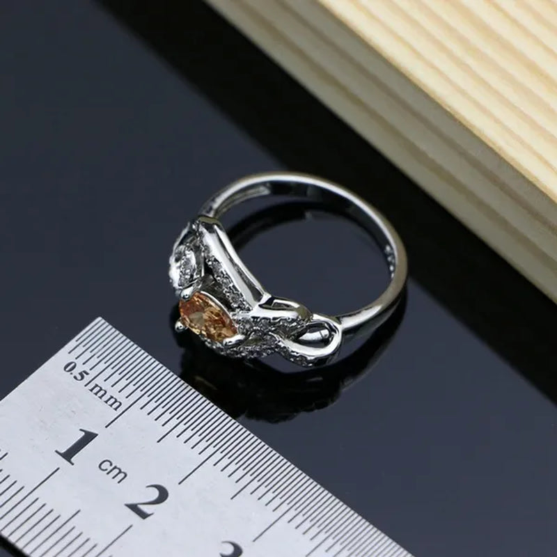 Mystical Champagne Topaz Jewelry Sets Women 925 Sterling Silver Jewelry Earrings/Pendant/Necklace/Rings/Bracelet