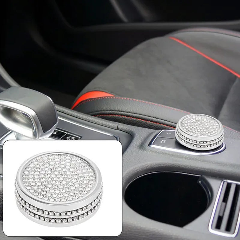 Car Bling Rhinestone Multimedia Volume Audio Knob Trim Interior Accessories for Mercedes Benz GLA X156 CLA C117 a Class W176 Silver Tone