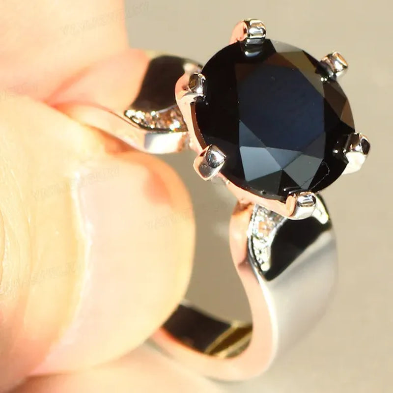 Luxury  Silver Natural Gemstones White Sapphire Birthstone Bride Wedding Engagement Multilayer Crown Ring Size 6 7 8 9 10