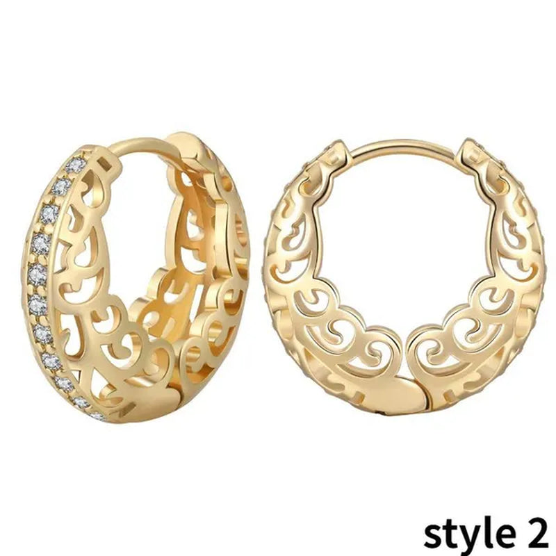 Gold Hoop Earrings for Women 14K Gold Plated Earrings Silver Cubic Zirconia Statement Hoop Earrings
