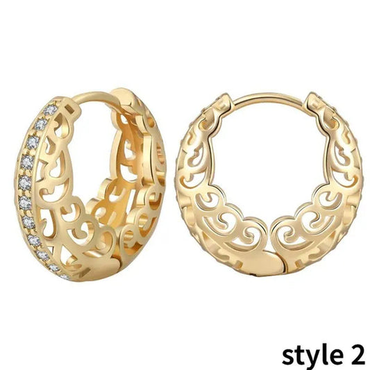Gold Hoop Earrings for Women 14K Gold Plated Earrings Silver Cubic Zirconia Statement Hoop Earrings