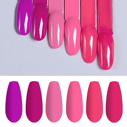 Hot Pink Fuchsia Gel Nail Polish Set - 6PCS Colors Magenta Purple Gel Polish, Soak off Gel Polish Set Nail Art LED UV Nail Lamp Cured,8Ml Each Bottle Nail Gel Kit Glamour Gifts