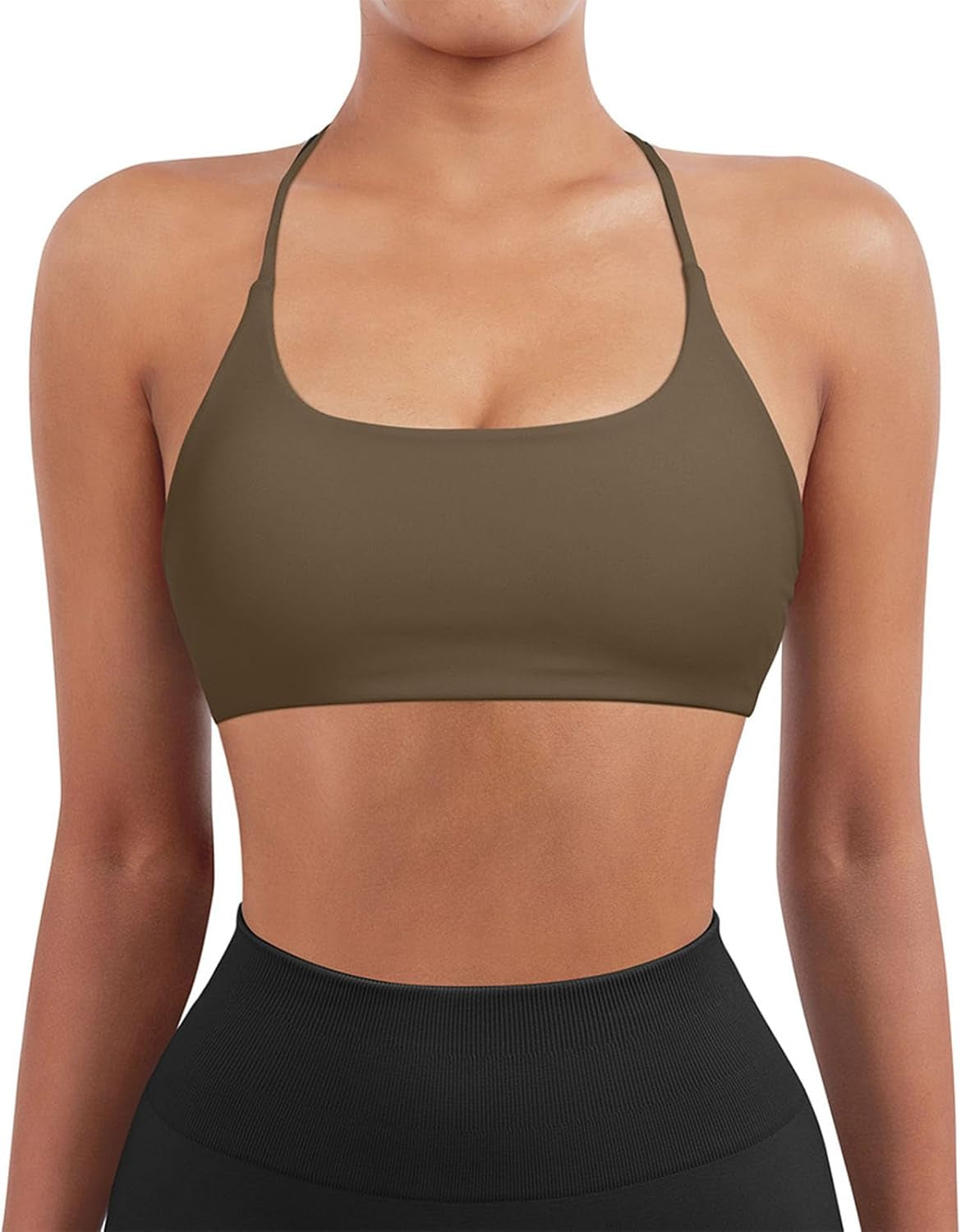 Women 2 Piece Open Back Sports Bra Pack Strappy Workout Gym Yoga Crops
