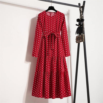 Kaftan Dresses for Women Floral Print Long Robe Ramadan Abaya Maxi Dress Long Sleeve Muslim Dubai Outfits