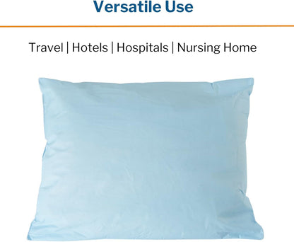 Medical Pillow [1 Count] Limited Reusable Hospital Bed Pillows, Fluid Moisture and Stain-Resistant, Blue, 20 in X 26 In