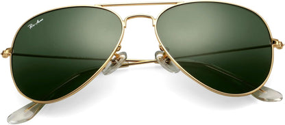 Classic Aviator Sunglasses for Men Women 100% Real Glass Lens