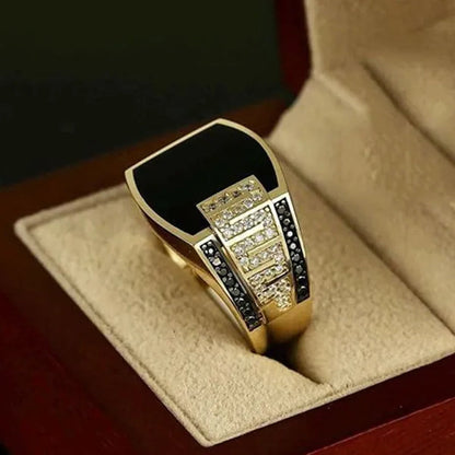 Business Men's Fashion Jewelry   Natural White Sapphire Black Diamond Ring Luxury Men's Engagement Wedding Ring Anniversary Business Banquet Party Jewelry Size US6-14