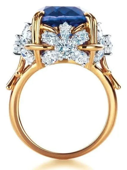 Lady Flower Blue Sapphire Engagement Wedding Ring Size 6,7,8,9,10