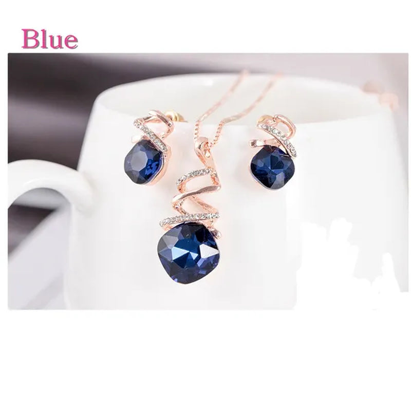 Amethyst Ruby Sapphire Gemstone Natural Luxury Jewelry Set Diamond Necklace Earrings Wedding Bridal Princess Engagement Fashion Women