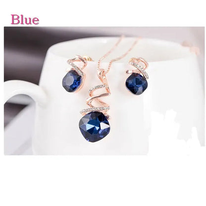 Amethyst Ruby Sapphire Gemstone Natural Luxury Jewelry Set Diamond Necklace Earrings Wedding Bridal Princess Engagement Fashion Women