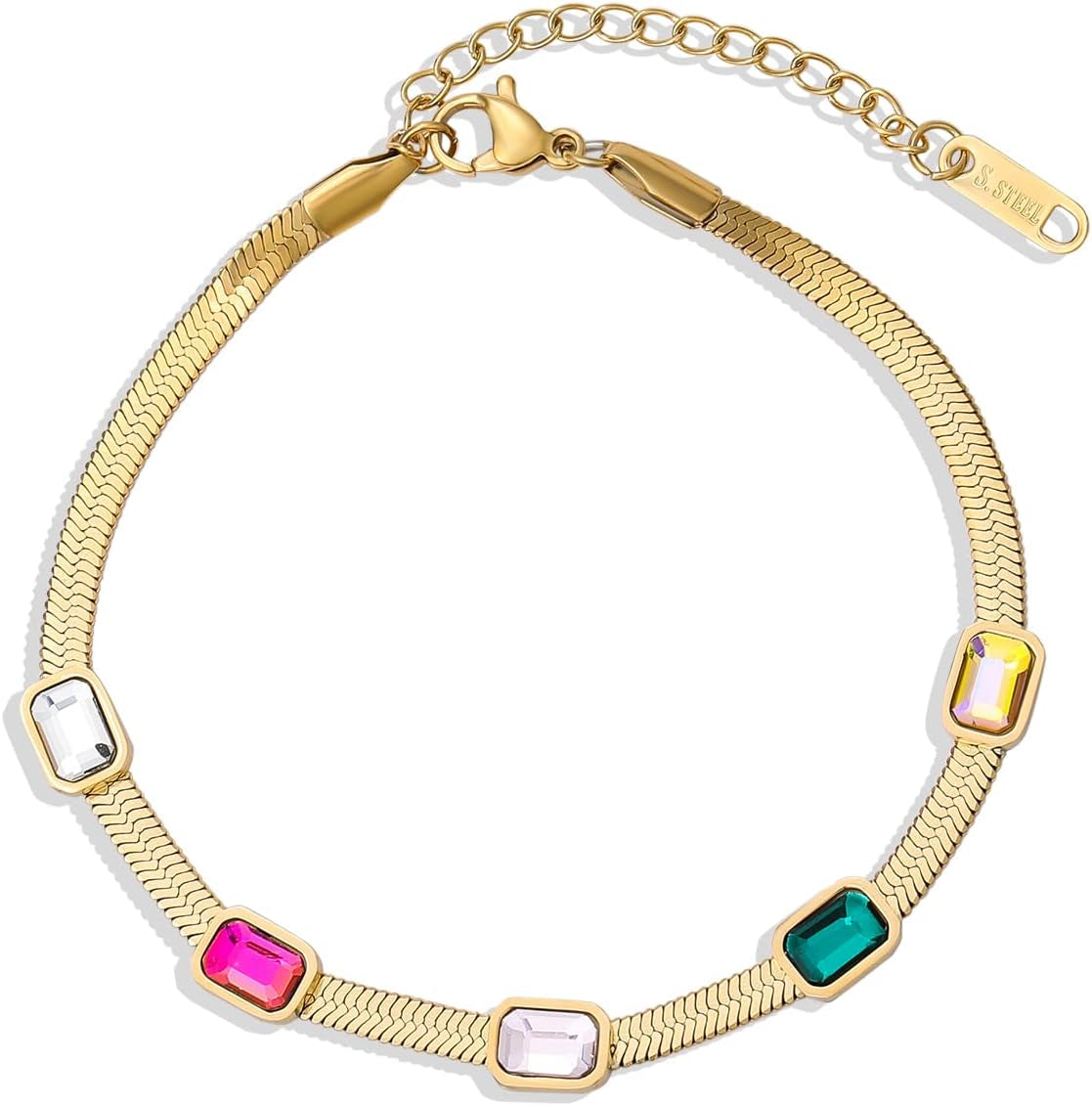Gold Double Layer Bracelet Double Herringbone Bracelet 14K Gold Plated 2 Layer Bracele Waterproof Double Snake Chain Bracelet