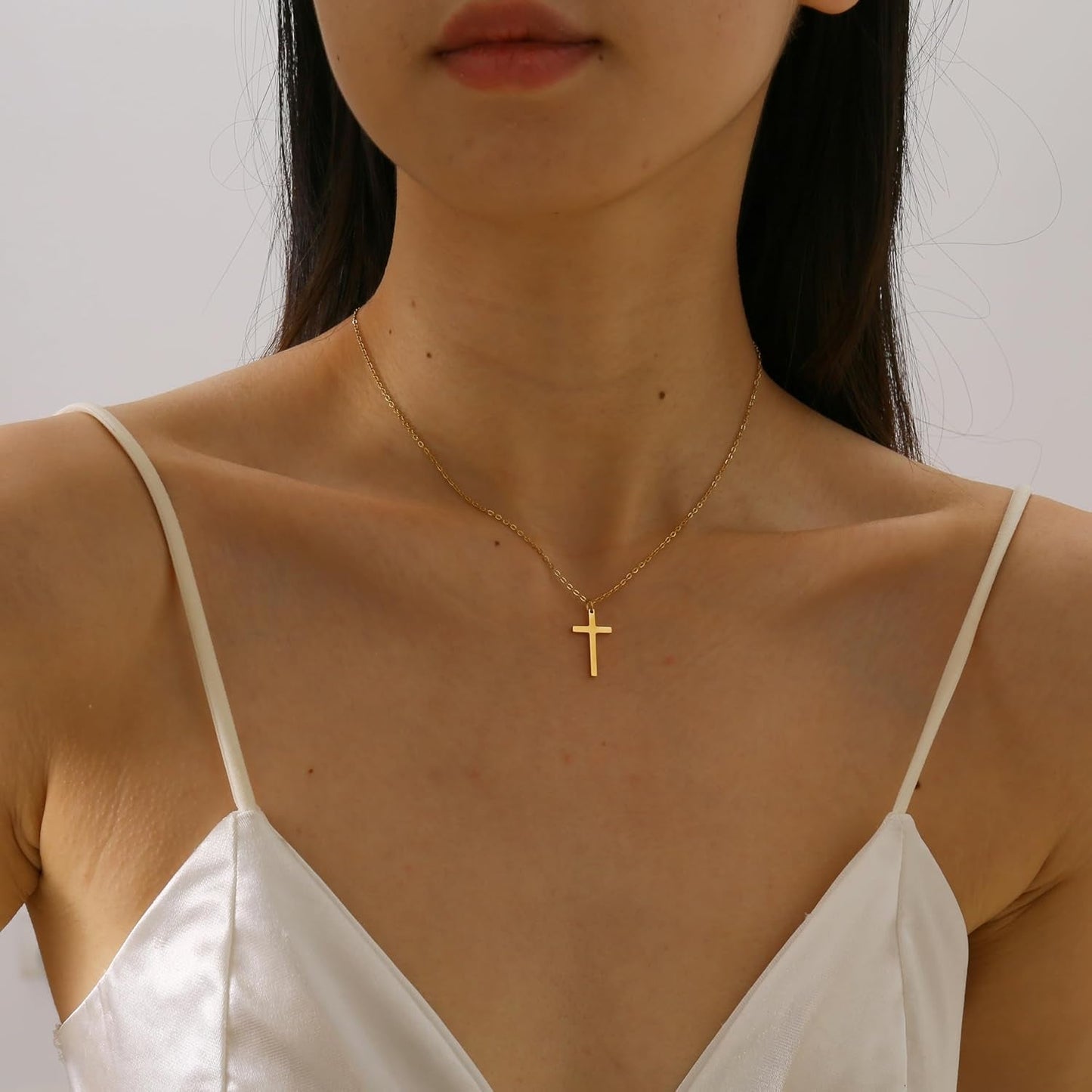 18K Gold Plated Sideways Cross Necklace for Women Stainless Steel Tiny Small Cross Pendant Necklace Dainty Simple Jewelry Christmas Gifts - WORLD TIME VISITS