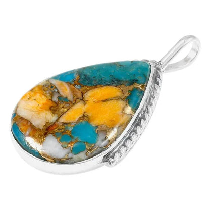 Antique Silver with Spiny Turquoise Pendant Necklace Jewelry Snake Chain (Select Style)