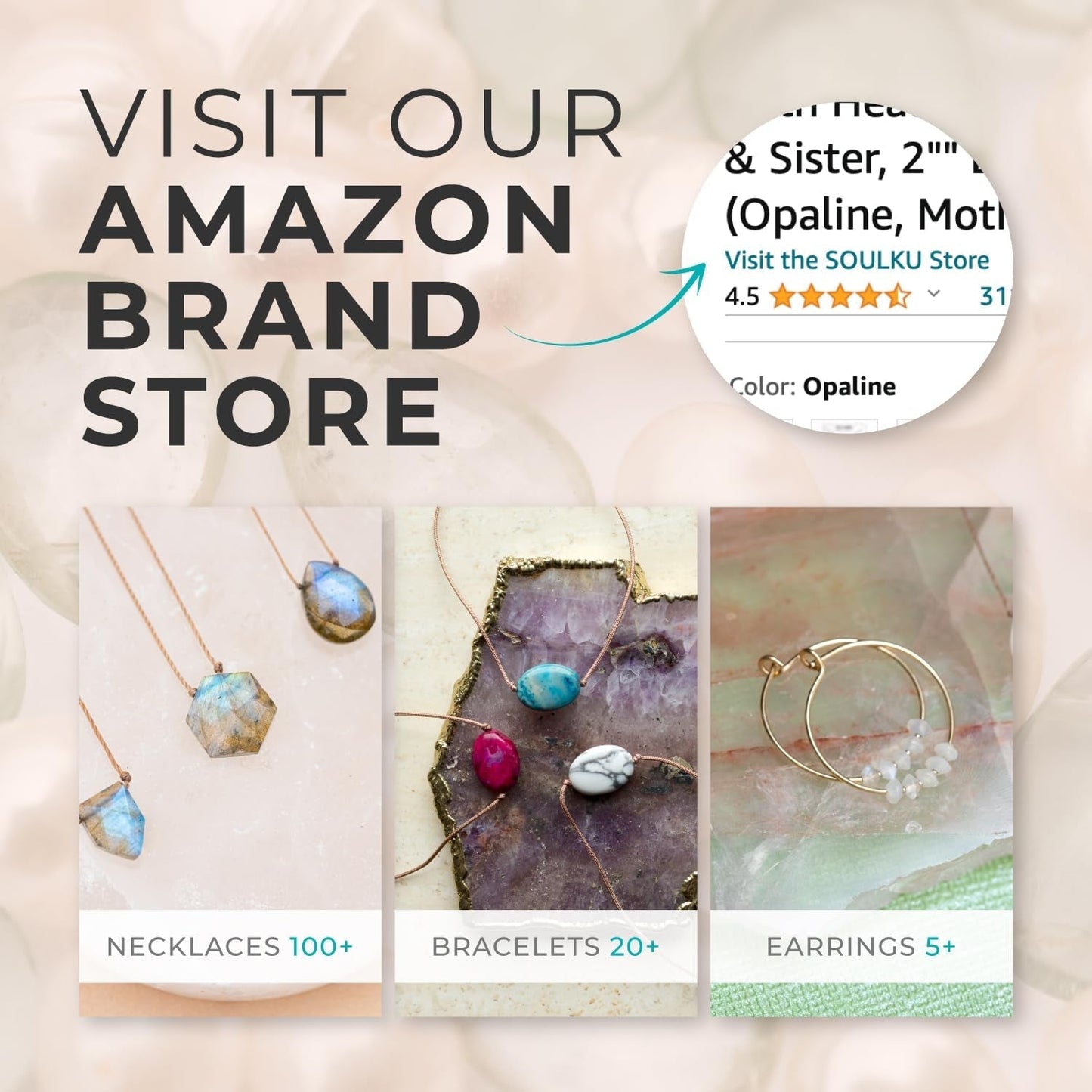 Soul Shine Handmade Necklace, Empowering Jewelry with Healing Crystal, Inspirational Jewelry for Women, Mom & Sister, 2"" Extender with Lobster Clasp, 16"" Nylon Cord (Powder Blue, Breathe)