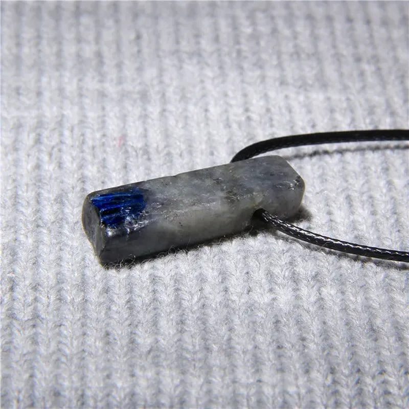 Unique Design Stone Pendant Necklace Fashion Black Rope Natural Stone Aquamarine Amethyst Citrine Beads Necklace Men Women Jewelry