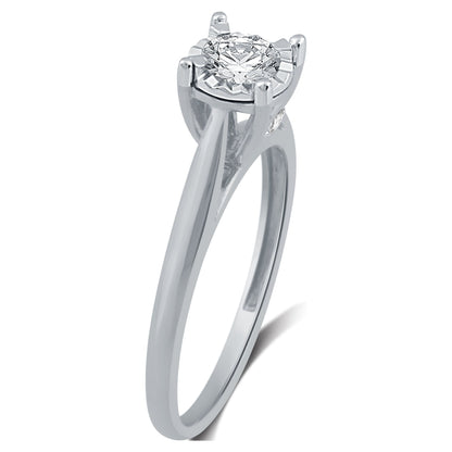 1/2 Carat T.W. round Diamond 10 Kt White Gold Miracle Plate Solitaire Engagement Ring