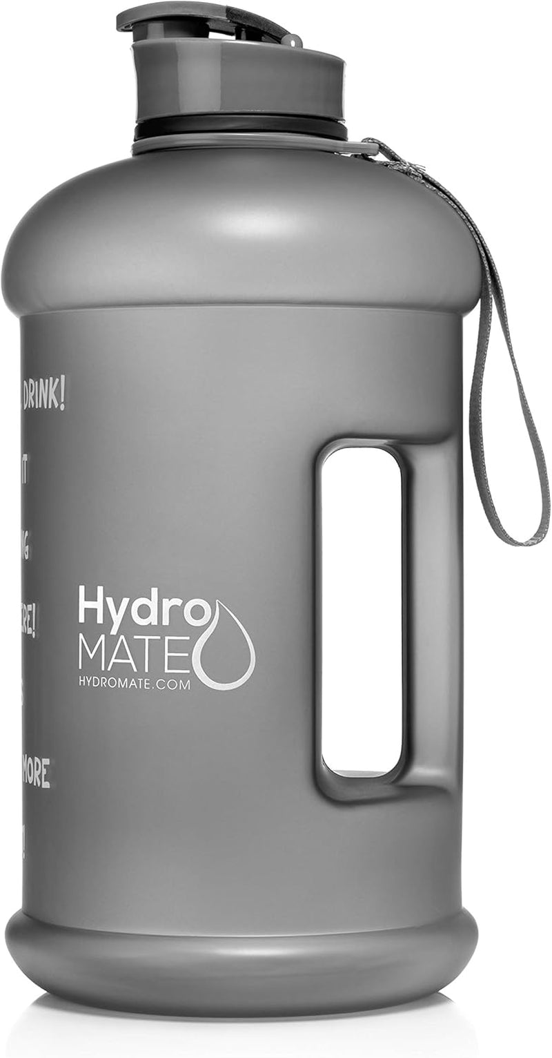 Half Gallon Water Bottle with Times to Drink BPA Free Leak Proof Reusable Jug with Handle 64 Oz