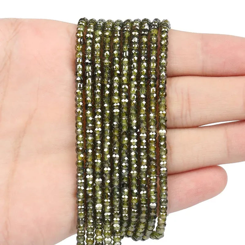 Multicolored 3X2Mm Shiny Faceted Natural Cubic Zirconia Stone Beads Abacus Tiny Beads Loose Spacer Beads for Jewelry Making DIY Slim Bracelet Women