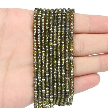 Multicolored 3X2Mm Shiny Faceted Natural Cubic Zirconia Stone Beads Abacus Tiny Beads Loose Spacer Beads for Jewelry Making DIY Slim Bracelet Women