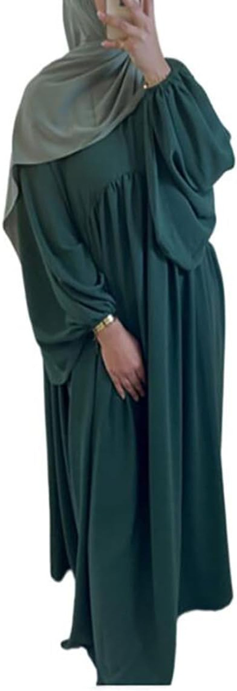 Women Muslim Dress Ramadan Prayer Garment Abaya Dubai Islam Eid Crepe Balloon Sleeve African Turkey Robe without Hijab - WORLD TIME VISITS