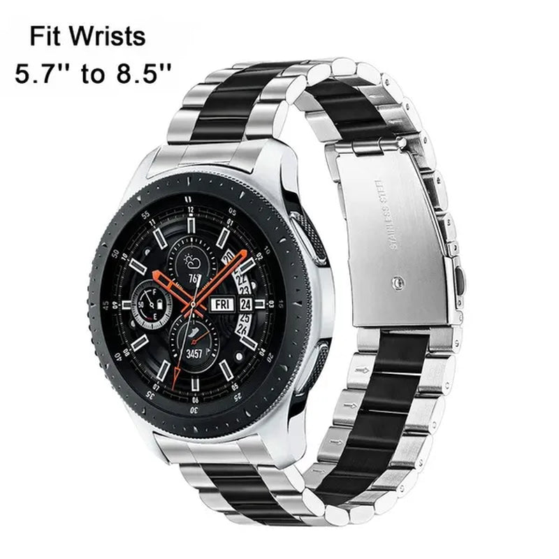 Premium Stainless Steel Watchband for Samsung Galaxy Watch 46mm SM-R800 Sports Band Curved End Strap Wrist Bracelet Silver Black