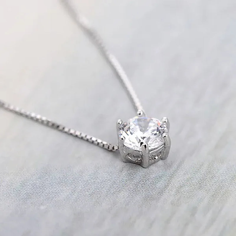 Women Simple Trendy Zircon Rhinestone Choker Necklace Shine Diamond Silver Chain Jewelry