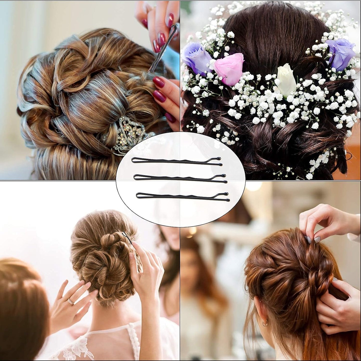 Bobby Pins, 400PCS Hair Black Bobby Pins for Women, 2025 Women Hair Pins, Bun Pins for Thick Hair Thin Hair and All Hair Types, Hair Pins with Case, 1.97 Inch