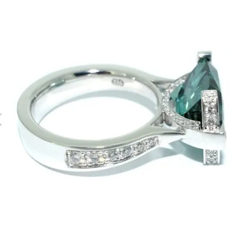 Exquisite Women'S 925 Sterling Silver Tsavorite Ring Princess Bride Wedding Engagement Band Jewelry Rings Size 5-11