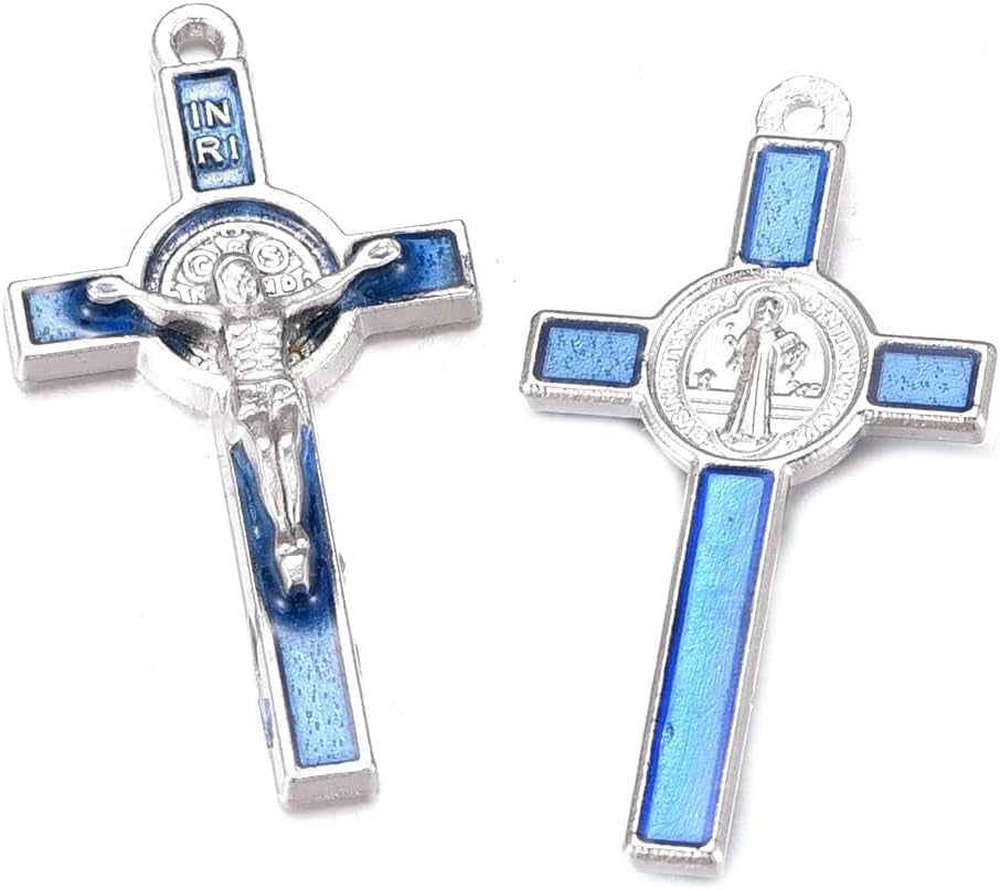 30Pcs Mixed Gold Plated Enamel Cross Charm Pendant for DIY Jewelry Making Necklace DIY Jewelry Accessories 21Mmx39.5Mm (A625)